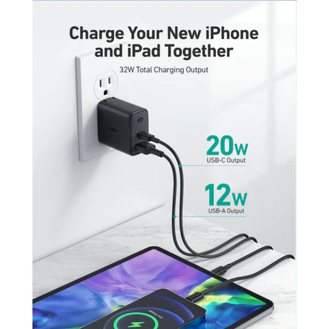 PA-F3S Swift Charger Mix 32W Dual-Port Cube Plug Power - Kosher Cell Inc